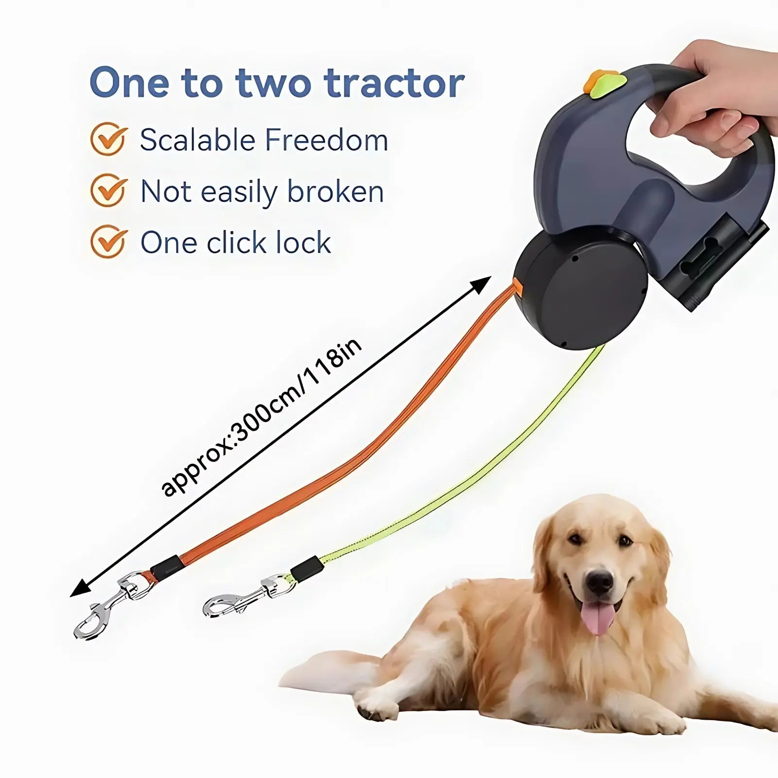 Petmaxbox Dual Retractable Dog Leash with Lights Petmaxbox